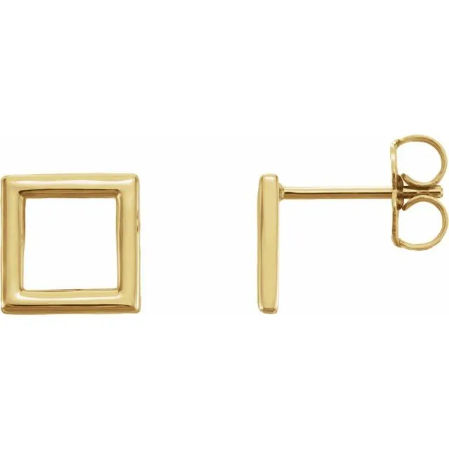 Earrings TreasureFineJewelers 14K Yellow Square Earrings