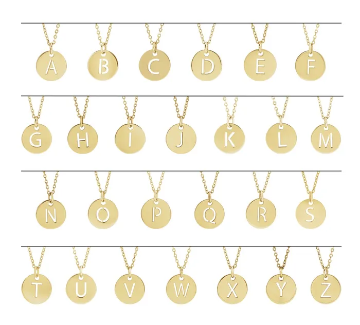 Necklaces 14K Rose Gold Initial G 10 mm Disc Pendant TreasureFineJewelers
