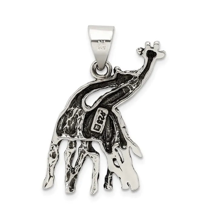 Necklaces Sterling Silver Antiqued Giraffes Pendant TreasureFineJewelers