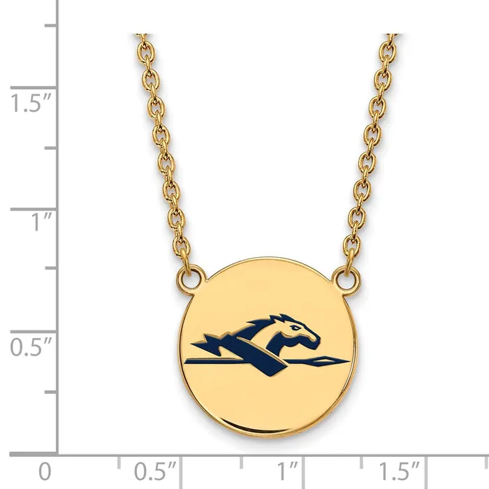 Necklaces Sterling Silver Goldplated Longwood University Horse Large Enameled Disc 18 inch Necklace TreasureFineJewelers