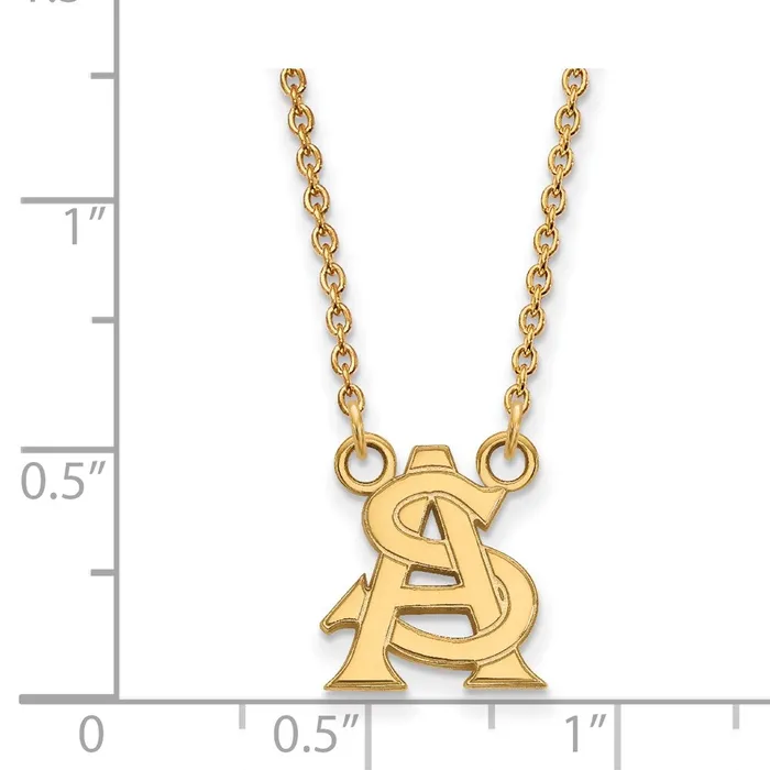 Necklaces TreasureFineJewelers 10K Yellow Gold Arizona State University Small Pendant wilth Necklace