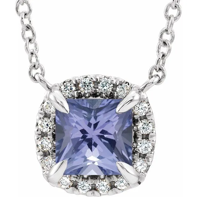 Necklaces TreasureFineJewelers Platinum 3x3 mm Square Tanzanite 05 CTW Diamond 18 Necklace Necklaces TreasureFineJewelers Platinum 3x3 mm Square Tanzanite 05 CTW Diamond 18 Necklace