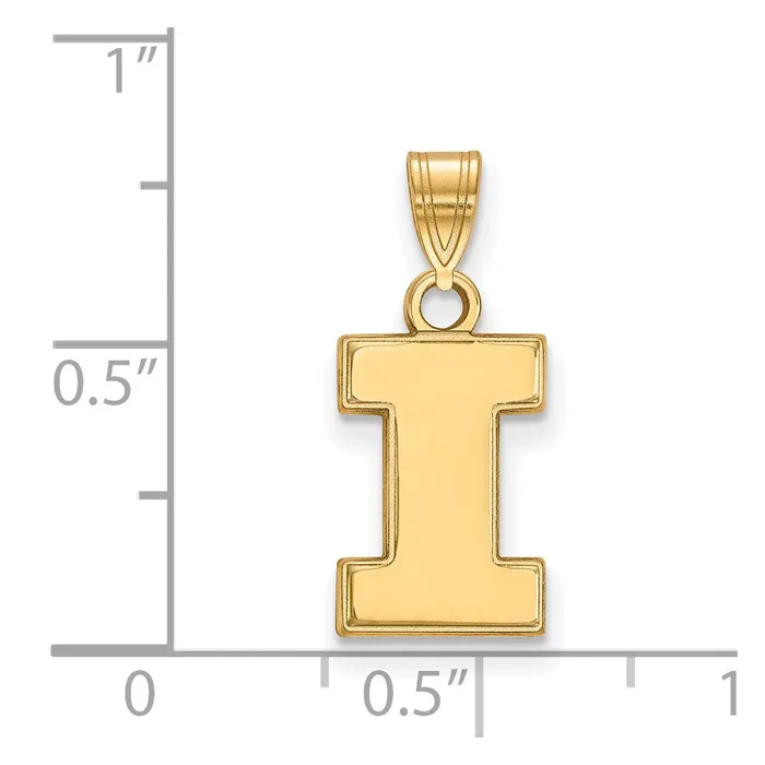 Necklaces TreasureFineJewelers Sterling Silver Goldplated University of Illinois Letter I Small Pendant