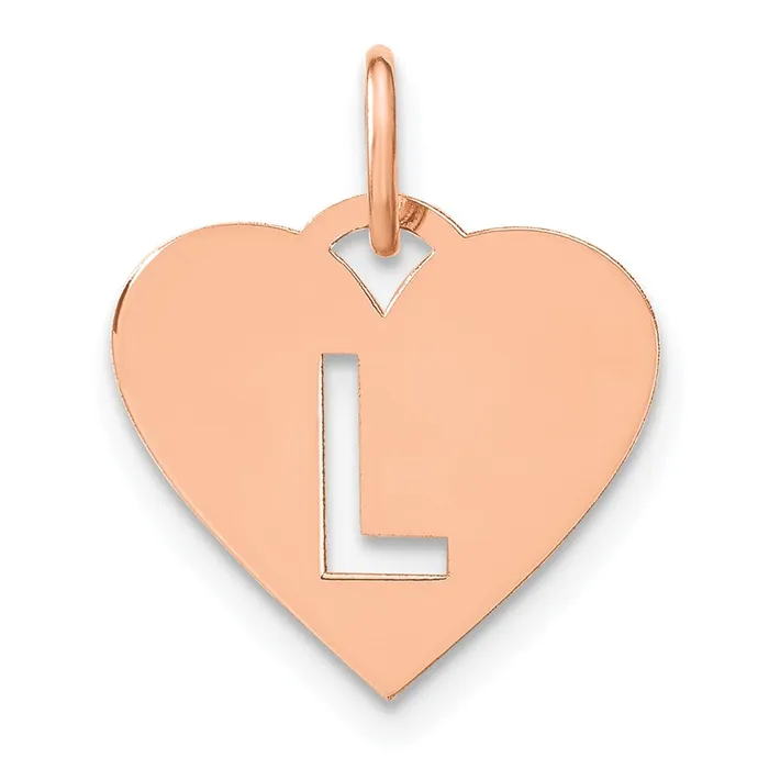Necklaces TreasureFineJewelers Sterling Silver Roseplated Heart Letter L Initial Charm