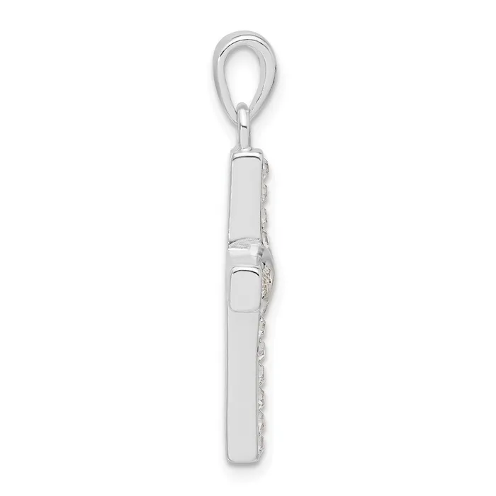Necklaces TreasureFineJewelers Sterling Silver Stellux Crystal and White Cross Pendant