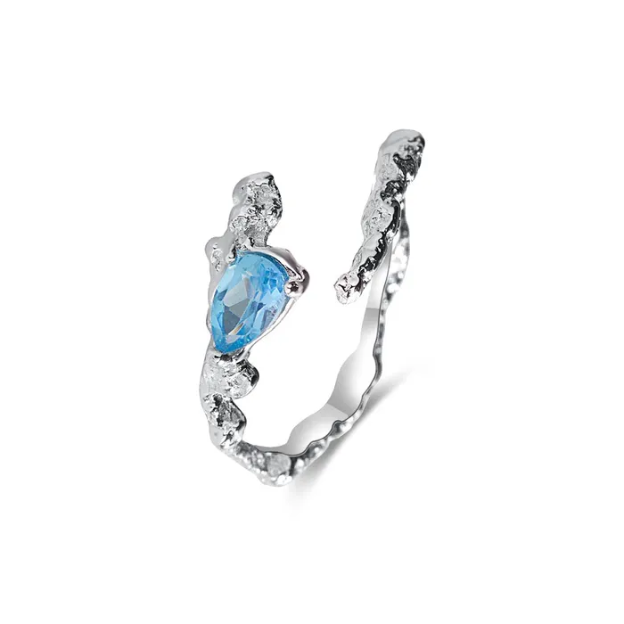 Rings 925 Silver Topaz Irregular Open Ring Trendolla Jewelry