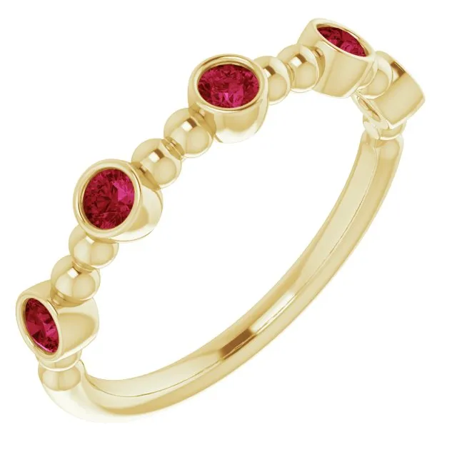 Rings TreasureFineJeweler 14K Yellow Natural Ruby Stackable Ring