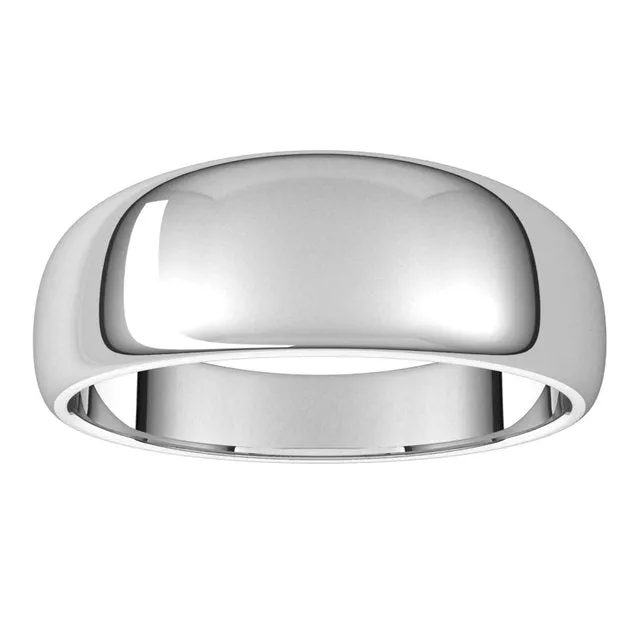 Rings TreasureFineJewelers 18K White Gold 7 mm Half Round Tapered Wedding Band