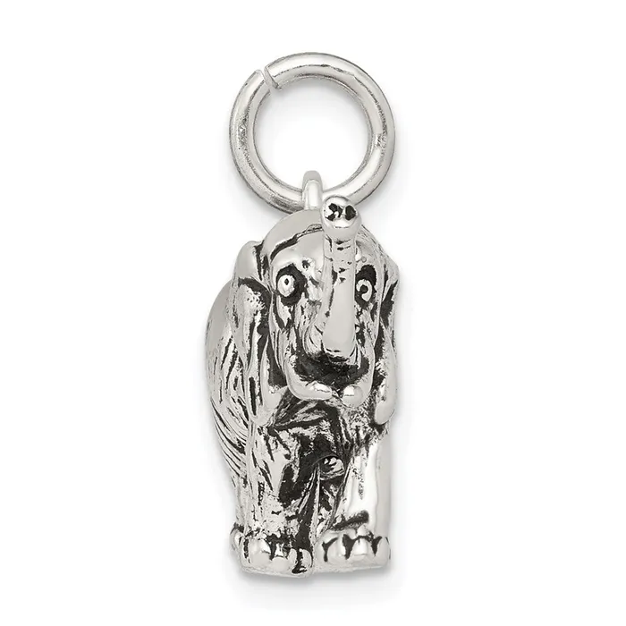 Rings TreasureFineJewelers Sterling Silver Antiqued Elephant Charm