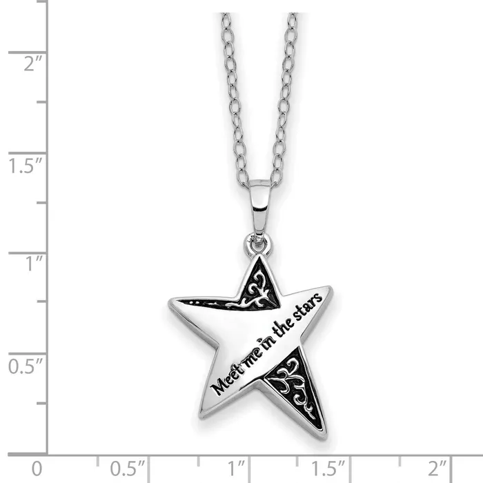 Sentimental Expressions Sterling Silver Rhodiumplated Antiqued Meet Me In The Stars 18in Ash Holder Necklace TreasureFineJewelers Necklaces