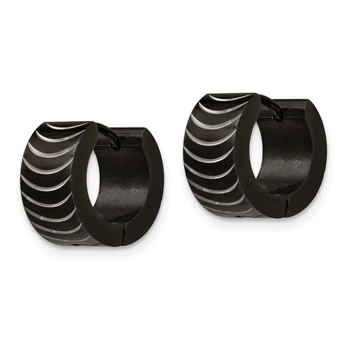 Stainless Steel Polished Black IPplated 7mm Hinged Hoop Earrings TreasureFineJewelers Earrings