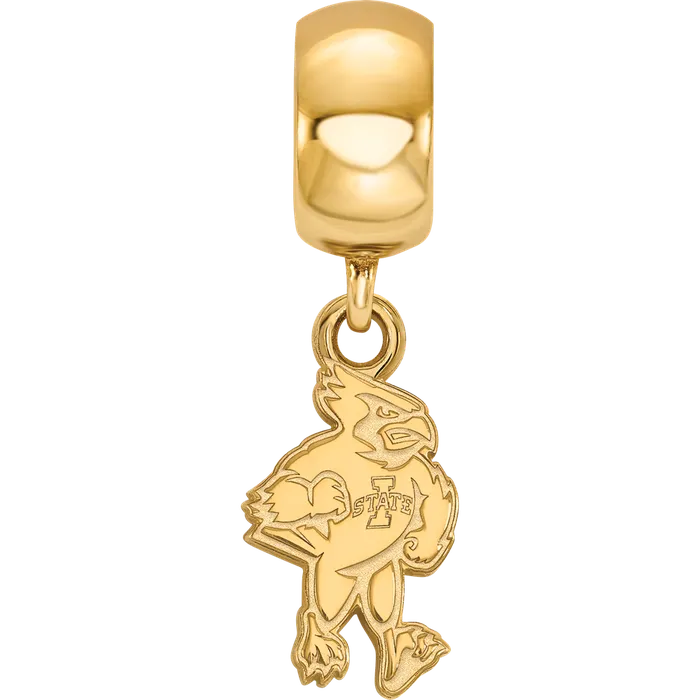 Sterling Silver Goldplated LogoArt Iowa State University Cardinal Small Dangle Bead Charm TreasureFineJewelers Rings
