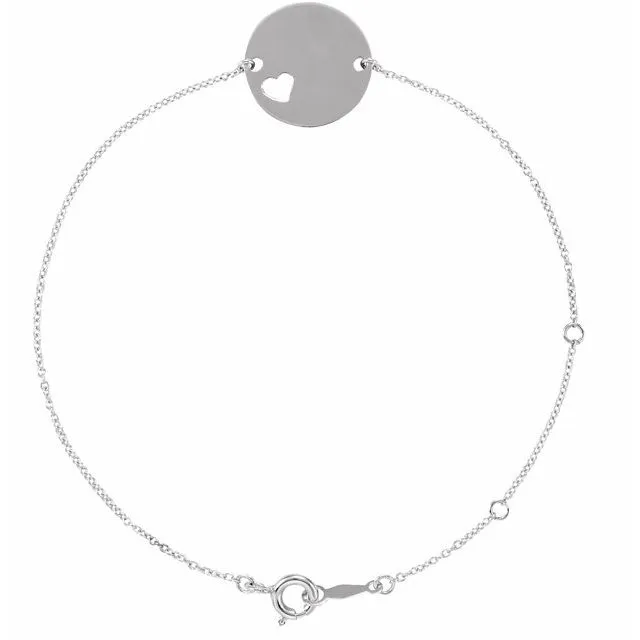 Sterling Silver Pierced Heart Disc 78 Bracelet TreasureFineJewelers Bracelets
