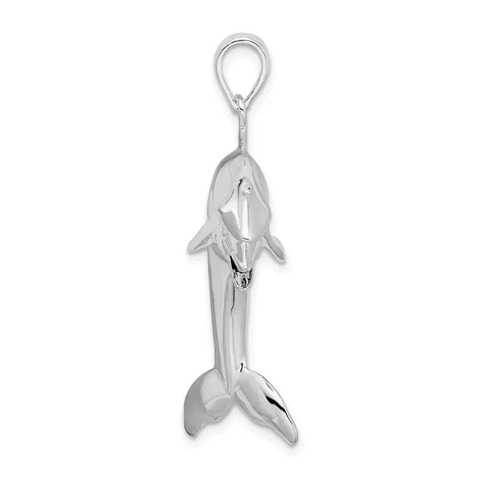 Sterling Silver Polished 3D Jumping Dolphin Pendant TreasureFineJewelers Necklaces