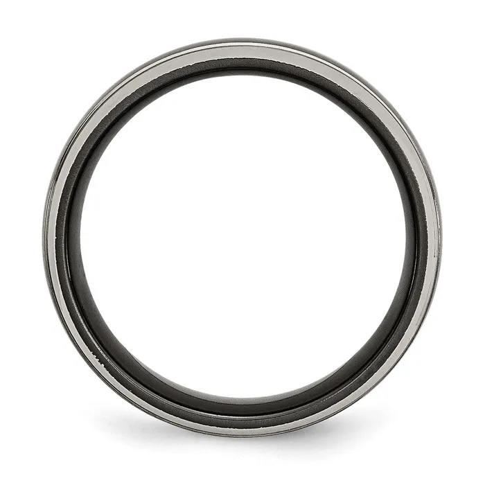 Titanium Grey Black Ti Polished 8mm Band TreasureFineJewelers Rings