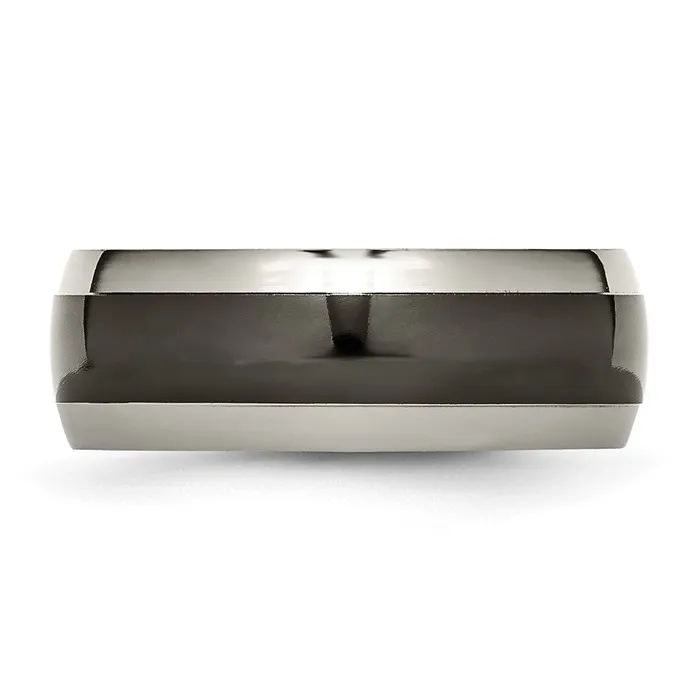 Titanium Grey Black Ti Polished 8mm Band TreasureFineJewelers Rings