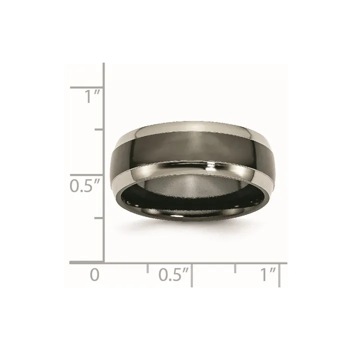 Titanium Grey Black Ti Polished 8mm Band TreasureFineJewelers Rings