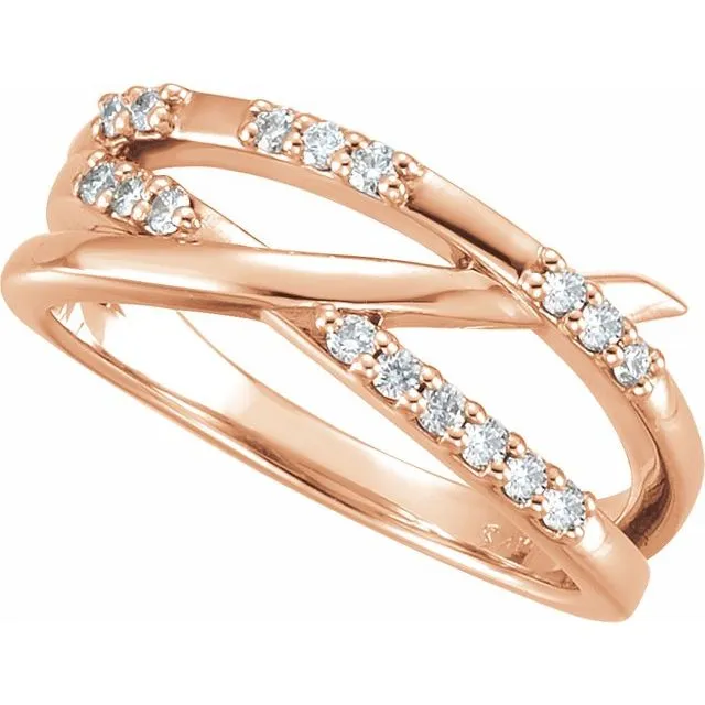 TreasureFineJeweler Rings 14K Rose 14 CTW Diamond CrissCross Ring