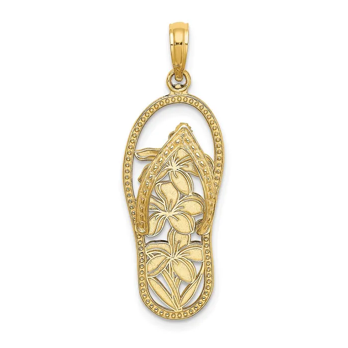 TreasureFineJewelers 14K Polished Multi Flower FlipFlop Charm Charm Necklaces TreasureFineJewelers 14K Polished Multi Flower FlipFlop Charm Charm Necklaces