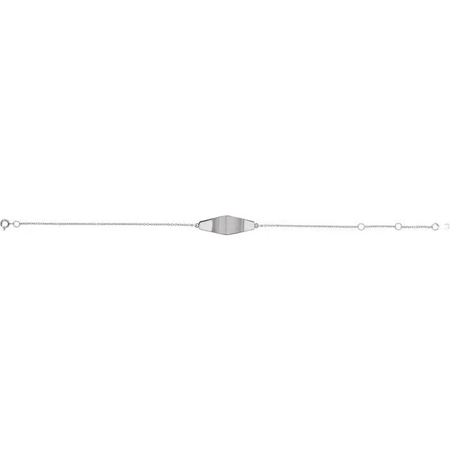 TreasureFineJewelers Bracelets 14K White Gold Curved Bar 67 Bracelet