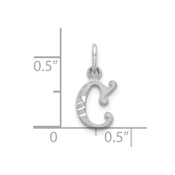 TreasureFineJewelers Charm Necklaces 10k White Gold Diamondcut Initial C Charm