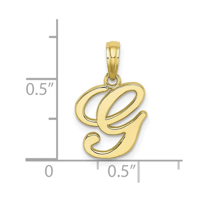 TreasureFineJewelers Charm Necklaces 10k Yellow Gold Polished G Script Initial Charm