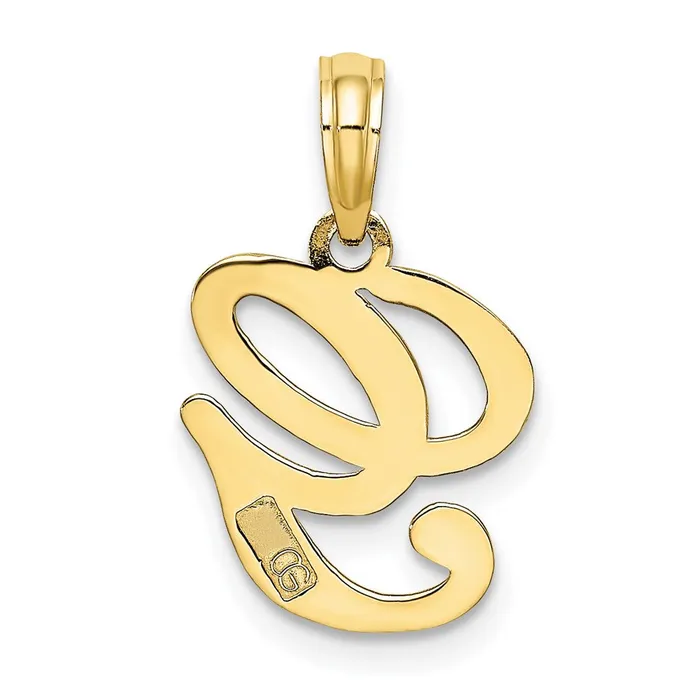 TreasureFineJewelers Charm Necklaces 10k Yellow Gold Polished G Script Initial Charm