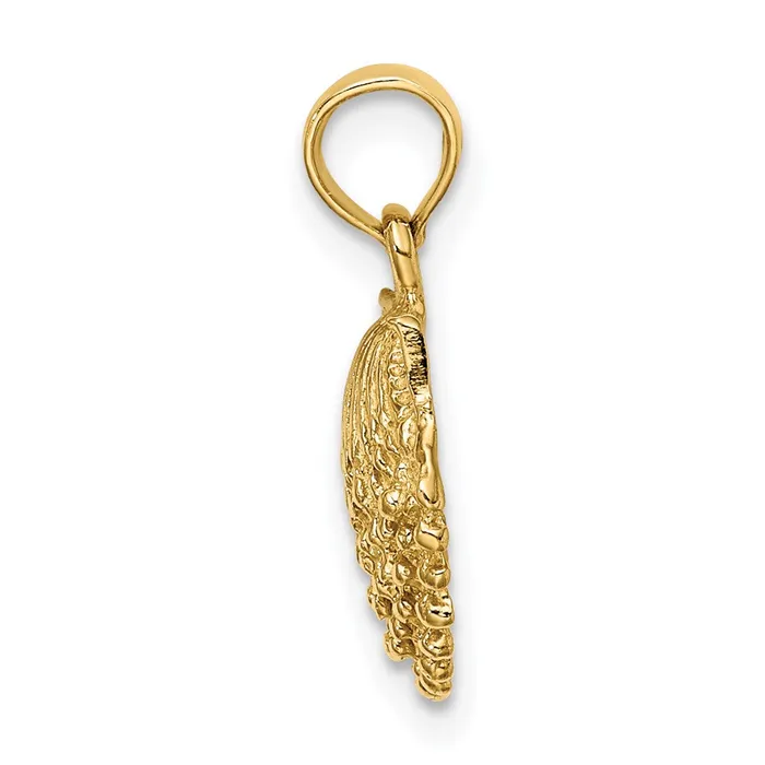 TreasureFineJewelers Charm Necklaces 14K Textured Scallop Shell Charm