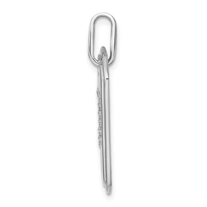 TreasureFineJewelers Charm Necklaces 14K White Gold Diamond Initial J Dog Tag Charm