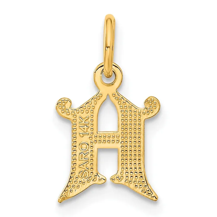 TreasureFineJewelers Charm Necklaces 14k Yellow Gold Letter H Initial Charm