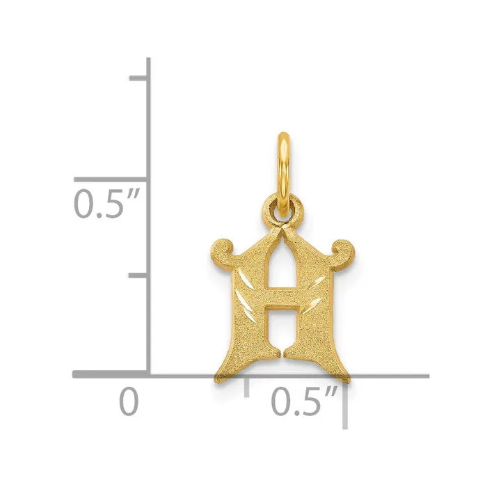 TreasureFineJewelers Charm Necklaces 14k Yellow Gold Letter H Initial Charm