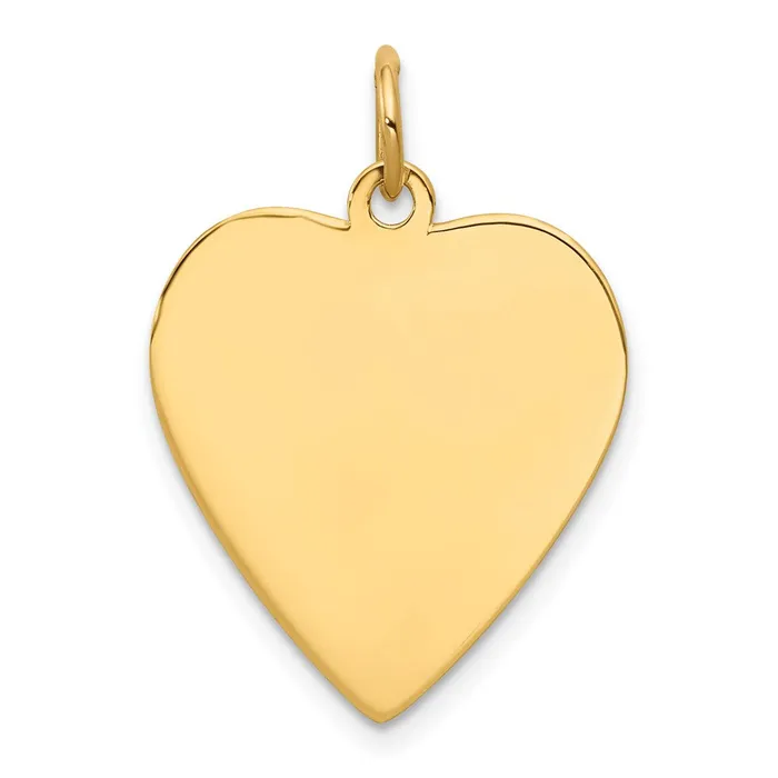 TreasureFineJewelers Charm Necklaces 14k Yellow Gold Plain 027 Gauge Engravable Heart Disc Charm