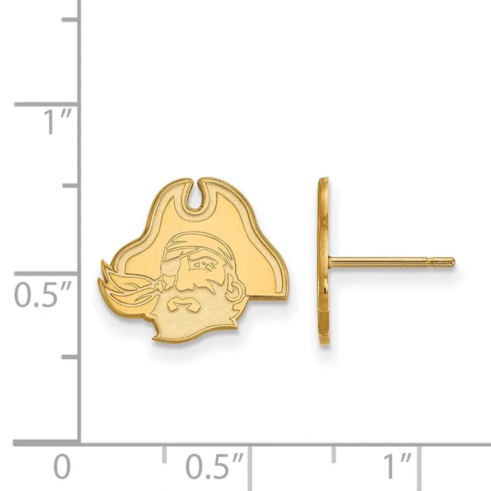 TreasureFineJewelers Earrings 14k Gold East Carolina University Pirate Small Post Earrings