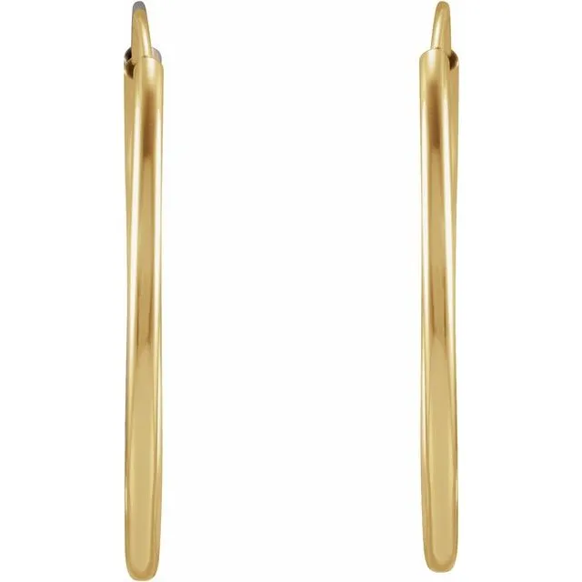 TreasureFineJewelers Earrings 14K Yellow Gold 20 mm Flexible Endless Huggie Earrings