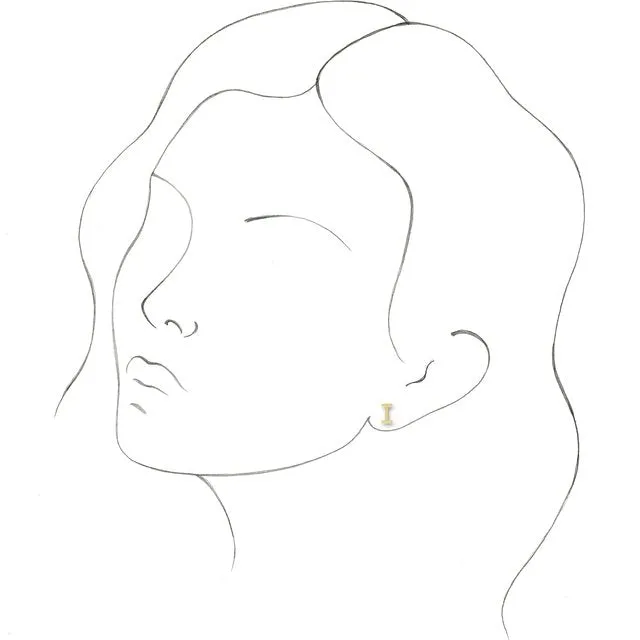 TreasureFineJewelers Earrings 14K Yellow Gold Single Initial I Earring