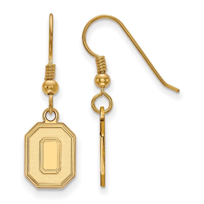 TreasureFineJewelers Earrings Sterling Silver Goldplated The Ohio State University Letter O Small Dangle Wire Earrings