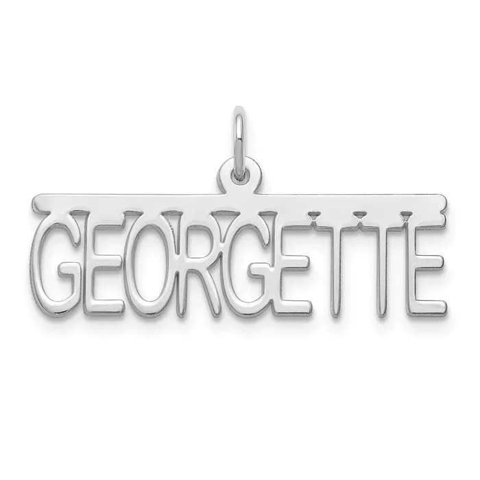 TreasureFineJewelers Necklaces 10KW Polished Arial Rounded Font Name Plate
