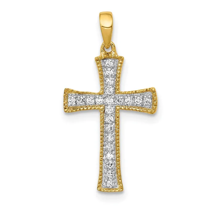 TreasureFineJewelers Necklaces 14k 110ct Diamond Cross Pendant