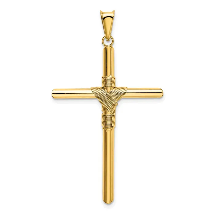 TreasureFineJewelers Necklaces 14K Polished wCenter Wrap Tube Cross Pendant