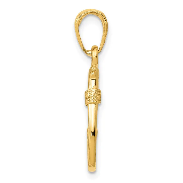TreasureFineJewelers Necklaces 14K Yellow Gold 3D Fish Hook Pendant