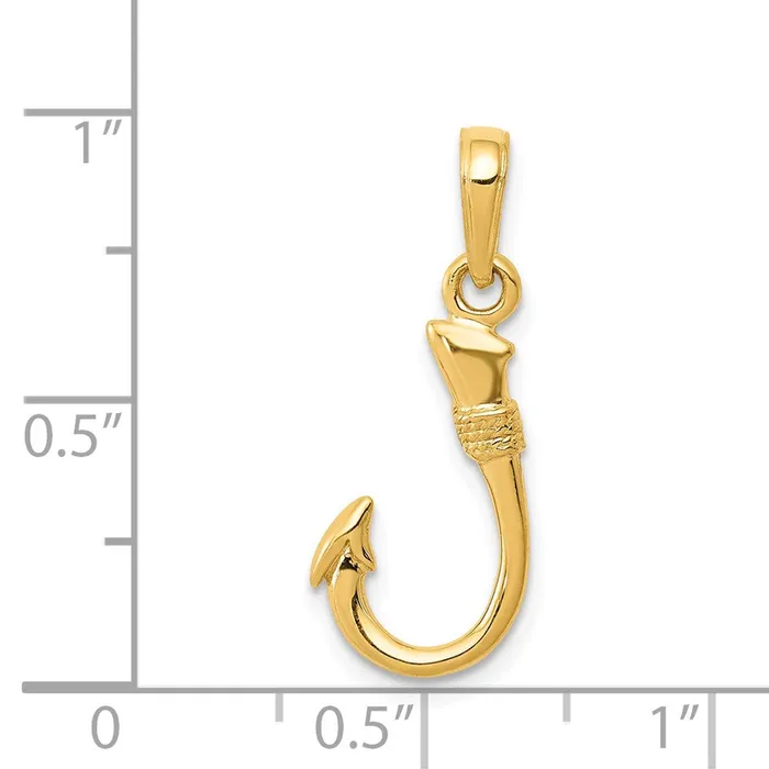 TreasureFineJewelers Necklaces 14K Yellow Gold 3D Fish Hook Pendant