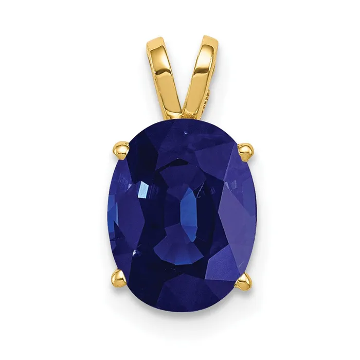 TreasureFineJewelers Necklaces 14k Yellow Gold 9x7mm Oval Sapphire Pendant TreasureFineJewelers Necklaces 14k Yellow Gold 9x7mm Oval Sapphire Pendant