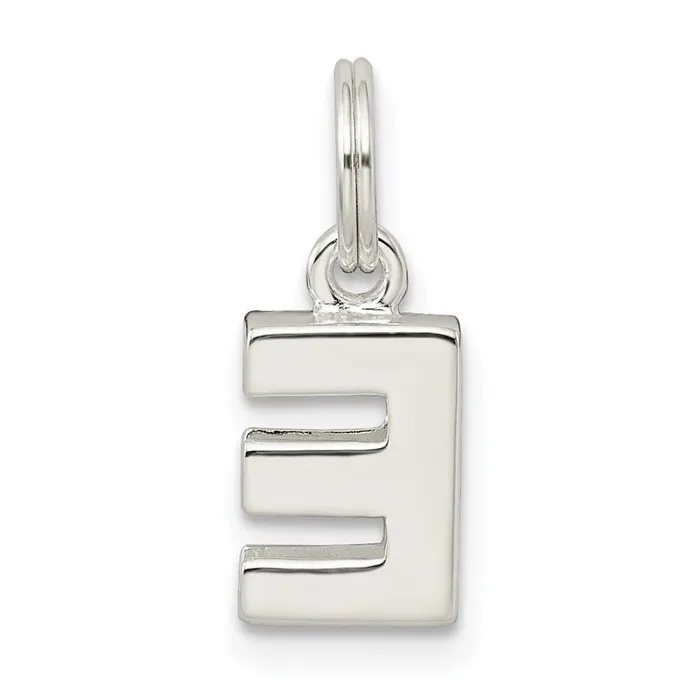 TreasureFineJewelers Necklaces Sterling Silver Letter E Initial Charm