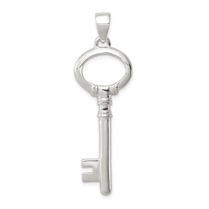 TreasureFineJewelers Necklaces Sterling Silver Polished Key Pendant