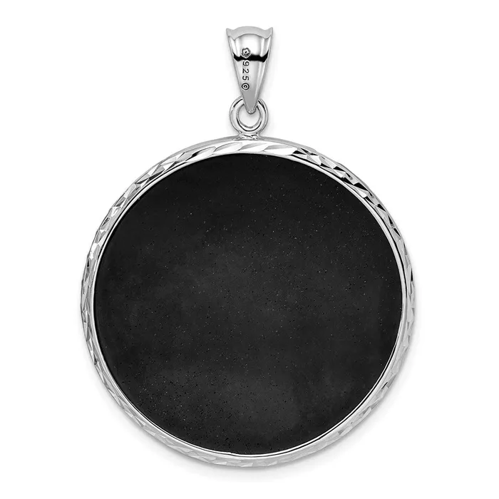 TreasureFineJewelers Necklaces Sterling Silver Rhodiumplated DC Onyx Pendant