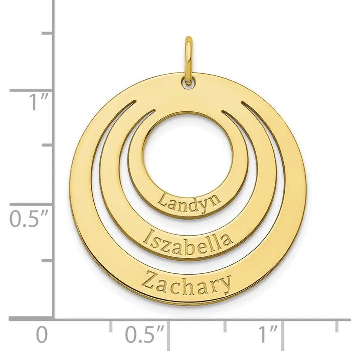 TreasureFineJewelers Rings 10KY 3 Ring Circle with Names Charm