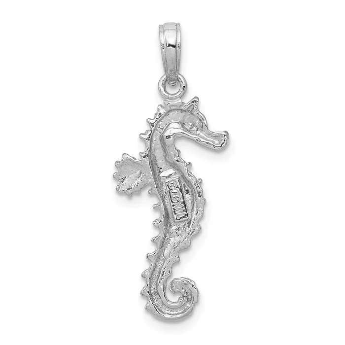 TreasureFineJewelers Rings 14k White Gold Polished OpenBacked Seahorse Pendant