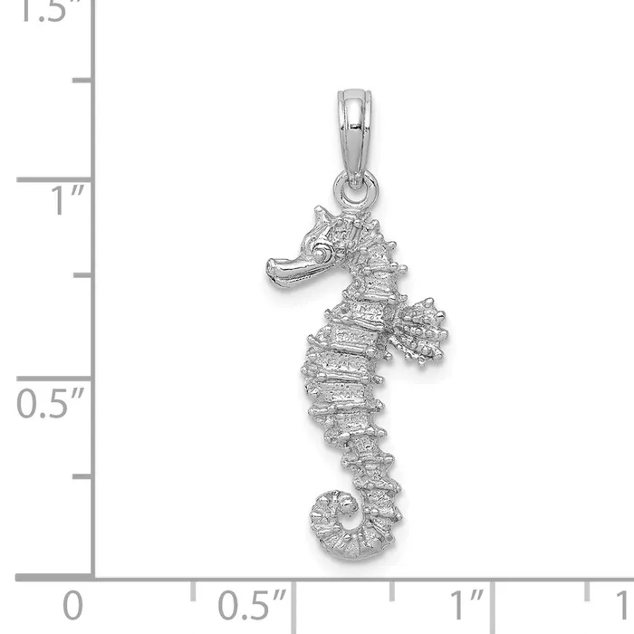 TreasureFineJewelers Rings 14k White Gold Polished OpenBacked Seahorse Pendant