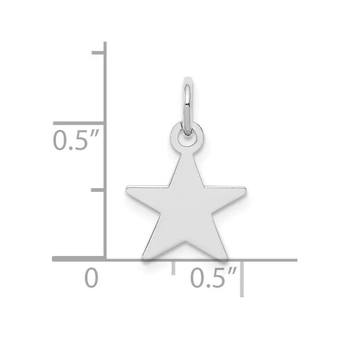 TreasureFineJewelers Rings Sterling Silver Rhodiumplated Engraveable Star Disc Charm