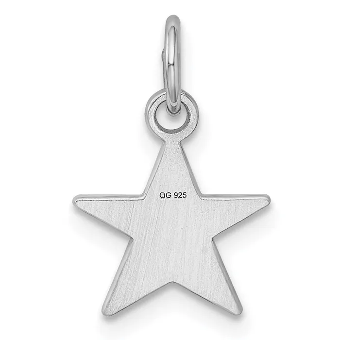 TreasureFineJewelers Rings Sterling Silver Rhodiumplated Engraveable Star Disc Charm